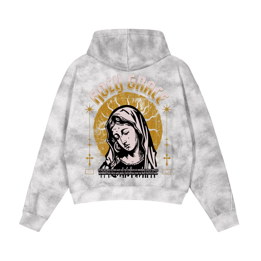 Dirty Washed Boxy Zip-up Fleece Hoodie