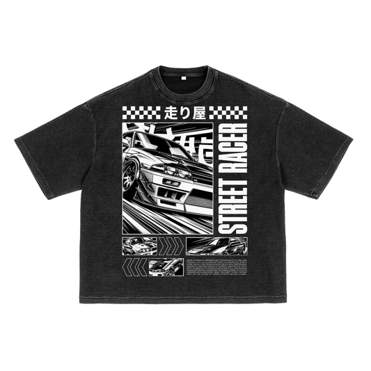 Waffle-Texture Washed Boxy T-Shirt